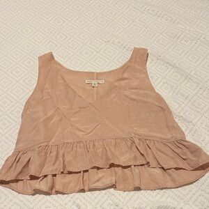 Paper Crown Blush Ruffle Hem Crop Top